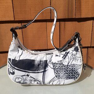 L.A.M.B. LeSportsac Gwen Small Hella Hobo Purse 2004 Icon Black White Print